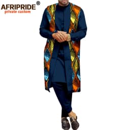 African Traditional Clothing for Men Print Coats Dashiki Shirts and Ankara Pants 3 Piece Set Tribal Outfits Plus Size A2016034