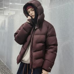 Maden Women's Winter Hooded Puffer Jacket Stand Collar Loose Warm Quilted Cotton Coat Thick Insulated Outerwear Casual Style