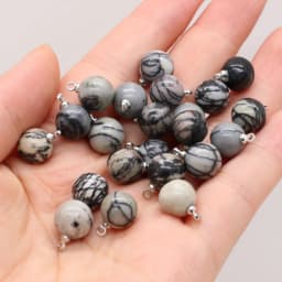 5pcs Natural Stone Agates Crystal Quartzs Damation Jaspers / Amethysts Pendant for Necklace Earring or Jewelry Making Size 10mm