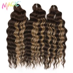 Magic 24Inch 3PCS Loose Wave Synthetic Crochet Hair Bundles Copper Red Heat Resistant Hair Extensions For Women Braiding Styling