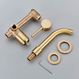 Bathroom Basin Faucet Brushed Golden Concealed Wall Mounted Faucet Tap 360 Rotation Single Handle Hot Cold Water Bath Mixer Tap