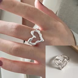 PANJBJ  925 Sterling Silver Double Layer Ring for Women Girl Gift Geometry Hollowing Out Minimalism Fashion Jewelry Wholesale