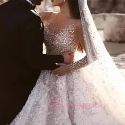Customized Ashley Carol Ball Gown Wedding Dress Beading Scoop Appliques Bride Long Sleeve Wedding Gown Lace Vestidos De Noiva