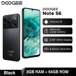 Global Version DOOGEE Note 56 Smartphone Android 16 6150mAh Large Battery 6.56'' 90Hz Display 24GB 64GB Mobile Phone