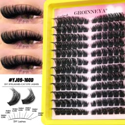 GROINNEYA Lashes Clusters Fluffy Volume Lash Clusters Bottom Lashes Wispy Eyelashes DIY Lash Extension Individual Lashes