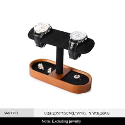 WoodTen Solid Wood Watch Display Stand with Drawers Double Layered Watch Necklace Bracelet Organizer Rack Jewelry Bracelet Stand