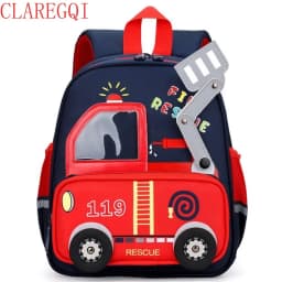 3-6 Year toddler backpack The babys shoulders preschool backpack Childrensfavorite fire truck cartoon style toddler backpack boy