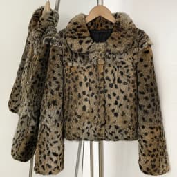 OFTBUY Peter Pan Collar Short Winter Natural Rabbit Fur Jacket Women Leopard Print Real Rabbit Fur Coat New Clothes Warm Female