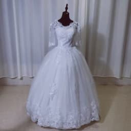 Y&M V Neck Full Sleeve Customized Plus Size Vestido De Noiva 2026 Wedding Dress Long Train or Floor Appliqe Bridal Tulle Mariage
