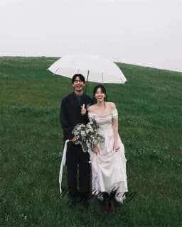 Sondr Customized Square Collar Simple Wedding Dresses Korean Photo Shoot Short Sleeves Bridal Gowns A-line Pick-ups Floor-Length