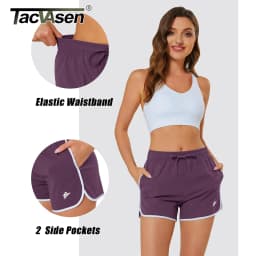 TACVASEN Womens Athletic Running Shorts with 2 Side Pockets Quick Dry Stretchy Workout Gym Shorts Elastic Waistband Activewear