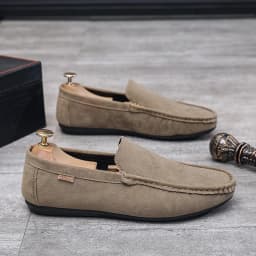 Men's Genuine Leather Handcrafted Slip-On Shoes - Breathable Comfortable Rubber Bottom Casual Formal Loafers