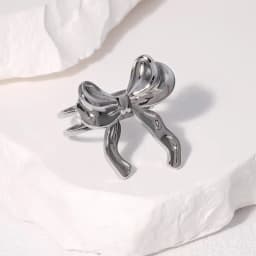 Vintage Stainless Steel Bow Ring Light Luxury Elegant Opening Finger Jewelry Ring For Women Wedding Gift