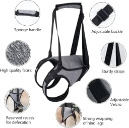 Adjustable Dog Lift Sling Hind Leg Carry Strap Portable Walking Assist Support Belt for Senior Injured Dogs