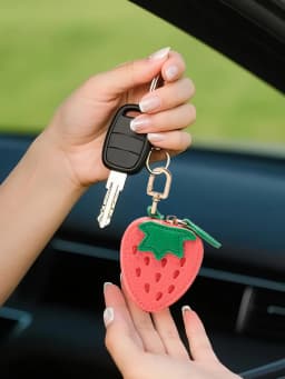 Cherry Pattern Coin Purse Keychain Fruit Charm Exquisite Small Accessories Money Pouch Fit For Airtag & Coin, Gift For Girl Wome