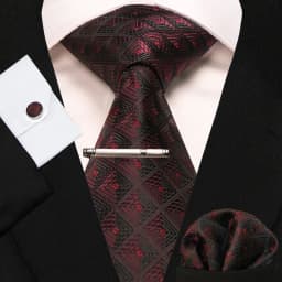 8cm Silk Mens Ties Green Black Ties Plaid Stripe Necktie Pocket Square Cufflinks Tie Clips Set Men's Wedding Business Party Tie