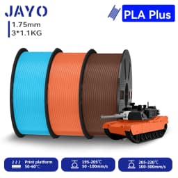 JAYO 3*1.1KG PLA + Filament 1.75MM PLA Plus 3D Printer Filament 1.1KG/roll For FDM Neatly Wound Coloful 3D Printing Material for 3D Printer & Pen