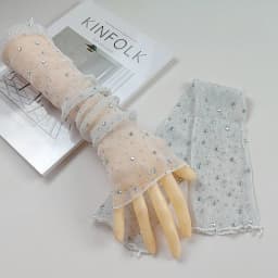 Sexy Silver Thread Flash Drill Half Finger Lace Gloves Summer Sunscreen Arm Sleeve Cosplay Nightclub Performance Long Mittens