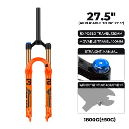 Bolany New Upgraded MTB Front Fork 32mm Bicycle Air Fork 27.5/29 Inch Mountain Bike Air Supension 120mm Travel Magnesium Alloy