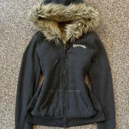 Retro Y2K American Style Deep Grey Fleece Lined Collar Embroidered Letter Waist Cinched Winter Women's Cotton Jacket