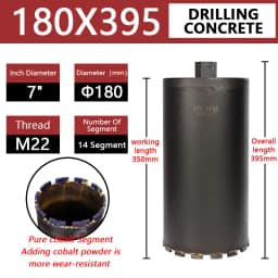 LAANCI Diamond Core Drill Bit Reinforced Concrete Drill Bit Diameter Range 25-200mm Total Length 400mm For Drilling On Concrete