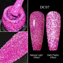 Mtssii Reflective Glitter Gel Pink Sparkling Sequins Gel Nail Polish Soak Off UV Nail Gel Semi-permanent Nail Art Decoration