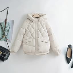Autumn Winter Down Jackets Fashion Solid Women's Parka Hooded Down Cotton Padded Coats Long Sleeve Zipper Simple Female Outwear