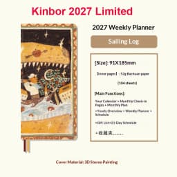 Kinbor Original Undated Weekly Planner, Illustrated Hardcover Journal with Two Pages Per Week, Portable To-Do List Notebook Slim