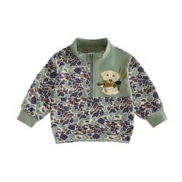 FOCUSNORM 1-6Y Little Kids Boys Pullover Sweatshirt Jacket Duck Embroidery Quarter Zipper Stand Collar Camouflage Tops
