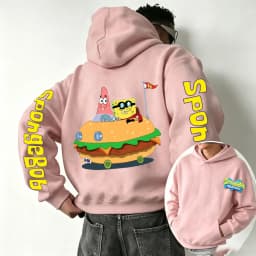 Burger SpongeBob SquarePants and Patrick Star Cartoon Anime 2026 Spring and Autumn Men's and Women's Fashion Sports Hoodies