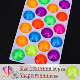 VC Neon Fluorescent Roundness Sew on Rhinestone Roundness Sewing Diamond Glass Diamond Flatback DIY Accessories Wedding
