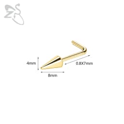 ZS 1 Piece 20G Stainelss Steel Long Spike Nose Stud Men Women Black L/I/S Shapes Nose Piercings Cone Nostril Piercings 6/8/10MM