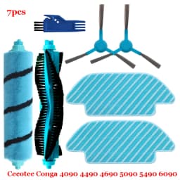 For Cecotec Conga 4090 4490 4690 5090 5490 6090 Robot Vacuum Cleaner Side / Soft Roller Brush Mop Cloth Rags Wheel Accessories