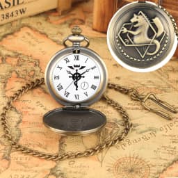 Simple Fullmetal Alchemist Quartz Silver Pocket Watch Edward Elric Anime Clock Design Pendant Cosplay Fans Necklace Chain Gifts
