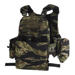 Tactical V5 PC Plate Carrier Set Ferro Style Hunting Plate Carrier Tiger with Elastic Waistband Triple Mag Pouch Airsoft Gear