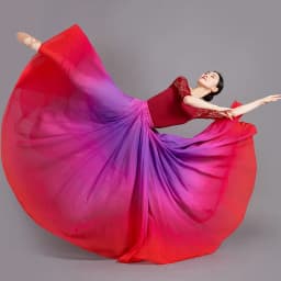 Women's 360-720 Degrees Big-hem Dance Skirts Gradient Color Chiffon Maxi Skirts Elastic-waist Elegant Square Dance A-line Skirts