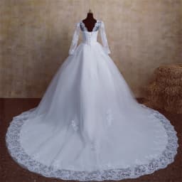 Y&M V Neck Full Sleeve Customized Plus Size Vestido De Noiva 2026 Wedding Dress Long Train or Floor Appliqe Bridal Tulle Mariage