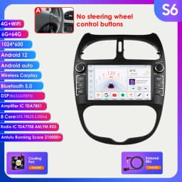 2Din Carplay Android Auto Car radio For PEUGEOT 206 206CC 206SW 2000-2008 Multimedia GPS 2din autoradio No DVD Octa Core 7862