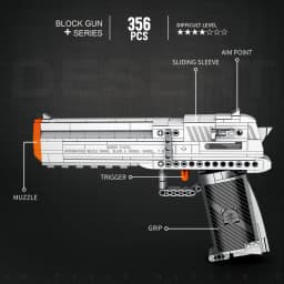 Military Series Building Block 356PCS Desert Eagle Pistol Can Shoot Model DIY Assemble Puzzle Brick Wargame Toys Birthday Gift