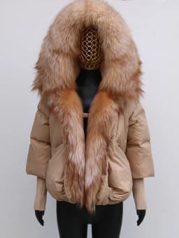 Women Coat White Duck Down Jacket Super Large Real Red Fox Fur Collar Hooded New Fashion Outerwear Puffer Jacket New