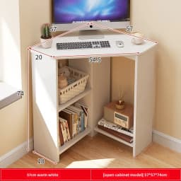 Modern Corner Desk with Bookshelf Storage for Home Office and Study Corner Writing Desk with Storage Shelves for Small Space