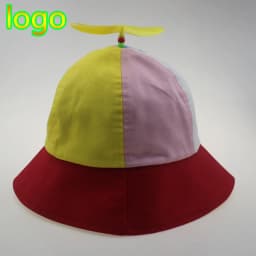 New Custom Logo Parent Child Cotton Helicopter Propeller Bucket Cap Outdoor Unisex Color Matching Sun Protection Fisherman Hat