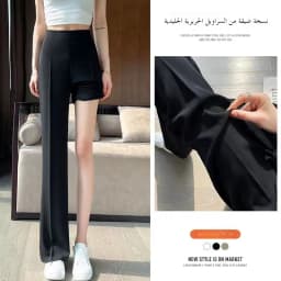 White High Waist Straight Leg Suit Pants for Women Spring Summer 2023 New Small Size Wide Leg Trousers Asymmetrical Korean Style