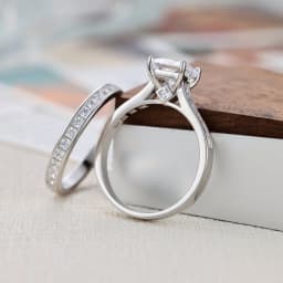 Newshe 2 Pcs GRA Certified Moissanite Princess Cut Wedding Rings Set for Women 925 Sterling Silver Engagement Ring Jewelry