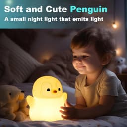 Penguin Night Light, Animal Themed Squishy Silicone Nursery Lamp with Dimming Timing, USB Rechargeable Bedside Nightlight