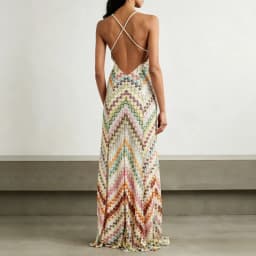 Bohemian Multicolor Chevron Halter Maxi Dress Retro Deep V Neck Criss Cross Backless Sleeveless Pleated Draped Dresses Holiday
