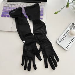 55CM Stretch Mesh Transparent Sun Protection Ice Silk Sleeve Women Summer Outdoor Sports Cycling Sunscreen Sexy Lace Long Gloves