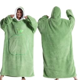 Extra Long Wearable Blankets Winter Flannel Hooded Blanket with Full Sleeves Men Women Cozy Soft Throw Adult TV Blanket