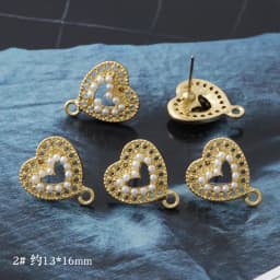 10pcs Pearl Stud Earrings Settings Handmade Roun Hollow Love Heart Earrings Connectors for DIY Jewelry Making Findings