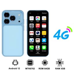 SERVO Mini Smartphone 4G LTE 3.88" Android 12.0 6GB+128GB Dual SIM Face Unlock OTG GPS WiFi Play Store Backup Small Mobile Phone